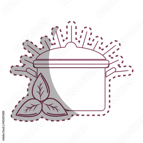 sticker organ food with pot kitchen and leaves