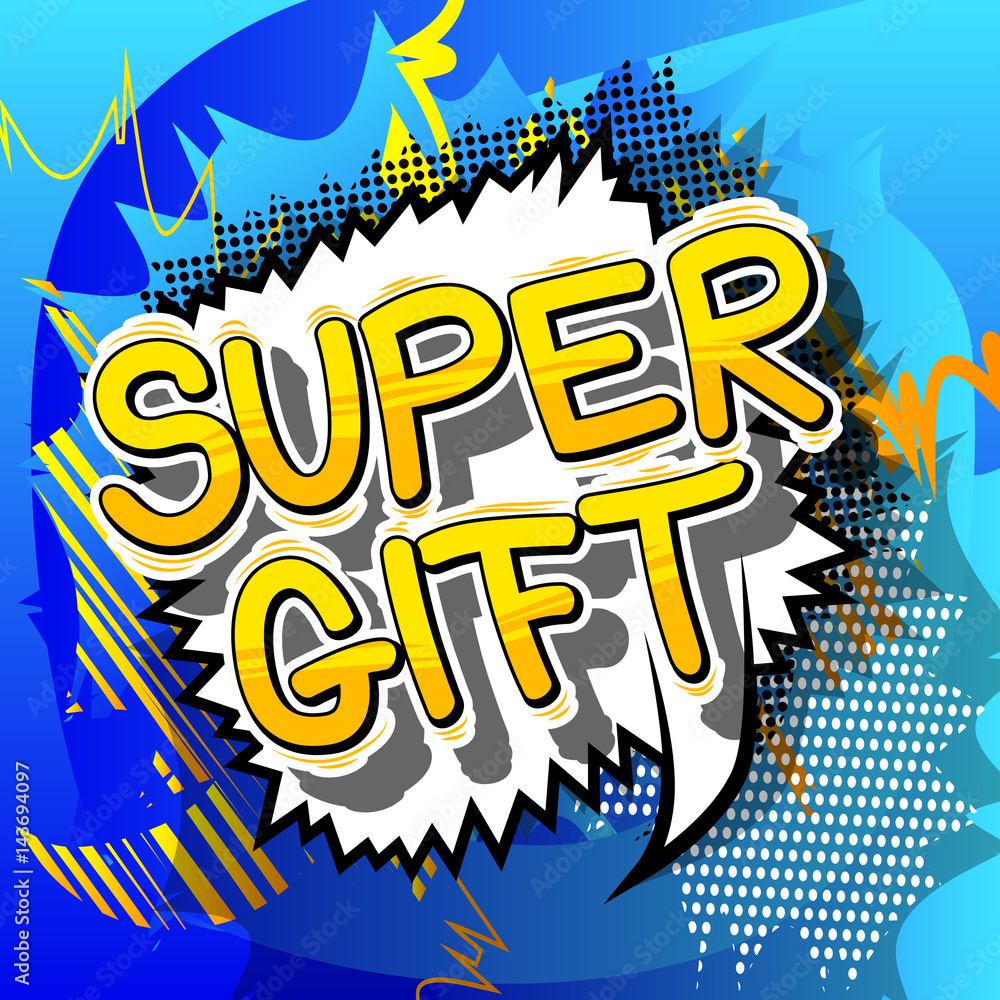 Fototapeta premium Super Gift - Comic book style word on abstract background.