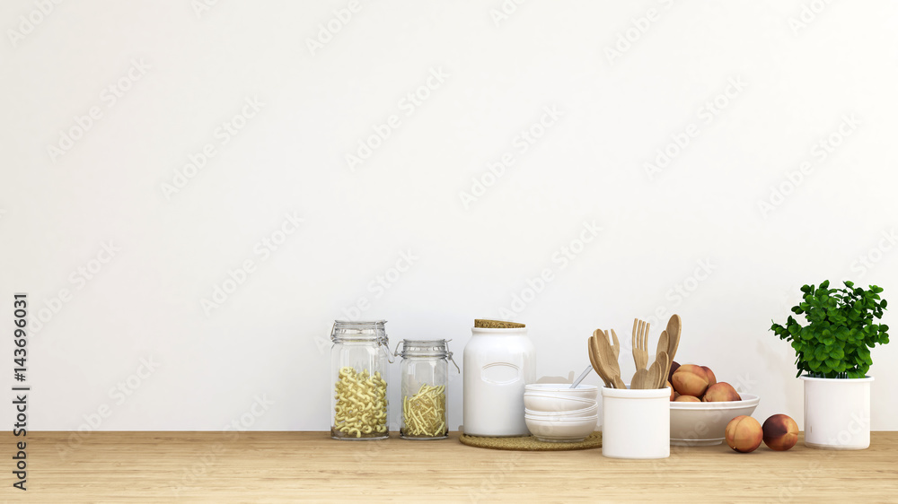 Kitchen set for background - 3D rendering Kitchen set for background - 3D rendering
