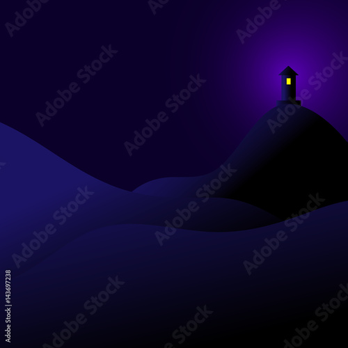 Night scene with simple silhouette of the castle