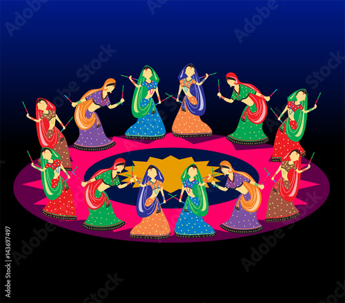 Fotografie Female playing dandiya on Navratri (Garba dance)