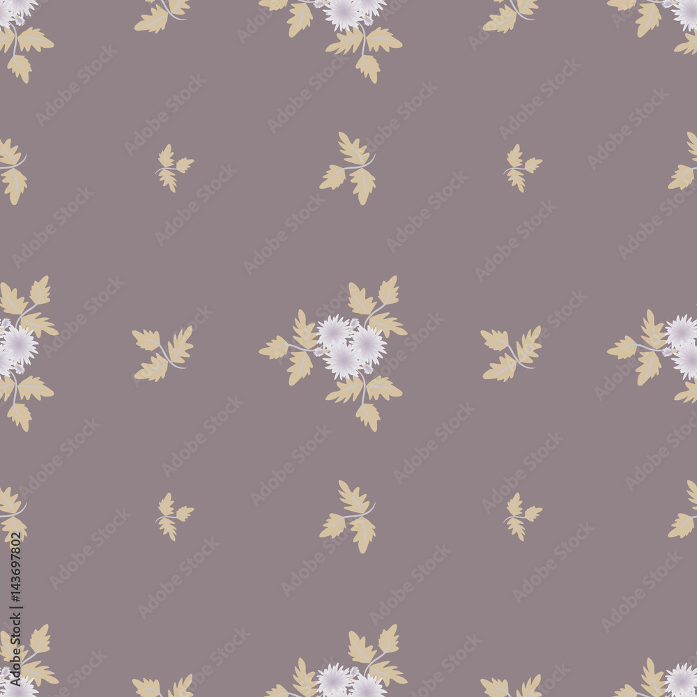 Vintage feedsack pattern in small lilac flowers. Millefleurs. Floral sweet seamless dots background for textile, cotton fabric, covers, wallpapers, print, gift wrap and scrapbooking.