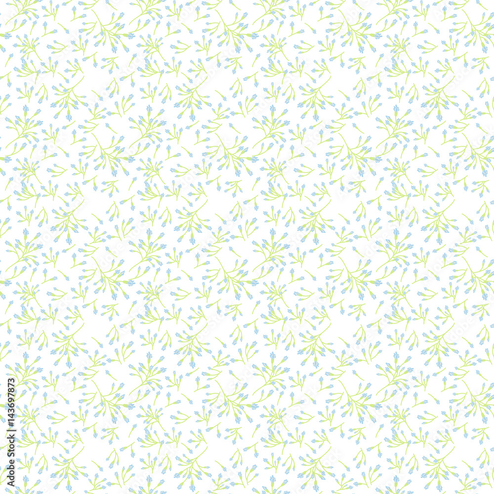 Elegant gentle blue pattern in small-scale flower buds. Millefleurs. Liberty style. Floral seamless background for textile, porcelain, chinaware, wallpapers, print, gift wrap, scrapbooking Elegant gentle blue pattern in small-scale flower buds. Millefleurs. Liberty style. Floral seamless background for textile, porcelain, chinaware, wallpapers, print, gift wrap, scrapbooking