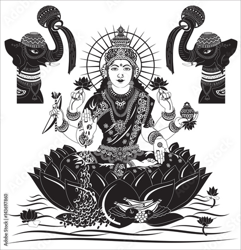 Indian Goddess Lakshmi vector illustration