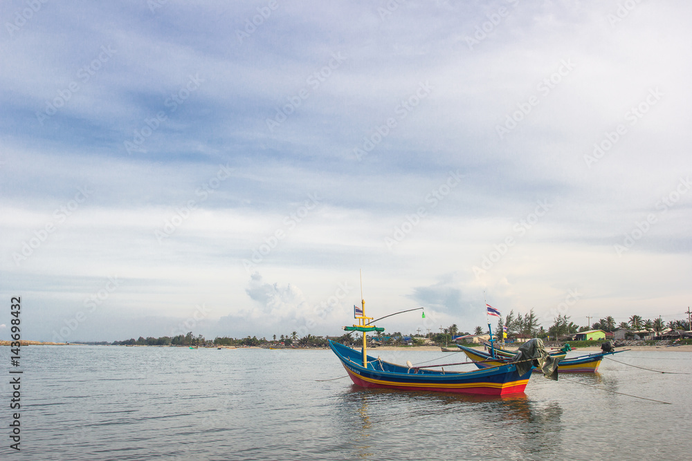 Thai fishing boats with blue sky Thai fishing boats with blue sky