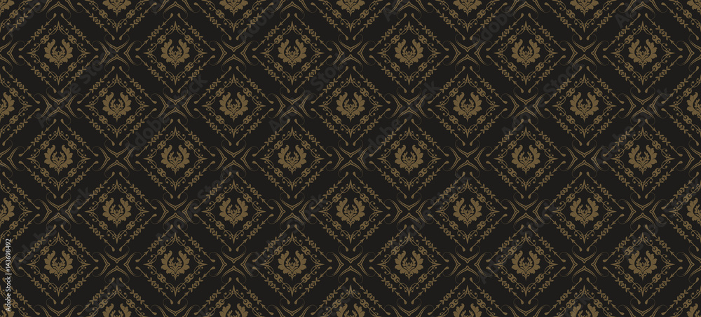 Seamless repeating pattern for your design. Vector illustration. Dark image