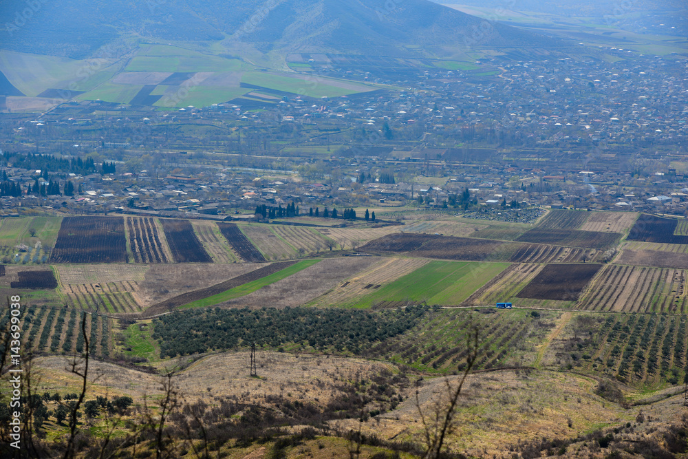 Fototapeta premium Scenic landscape with settlements, Armenia