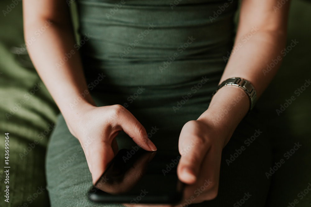 Woman using mobile smartphone. Modern or artistic concept. Close-up vintage smartphone approach. Woman using mobile smartphone. Modern or artistic concept. Close-up vintage smartphone approach.