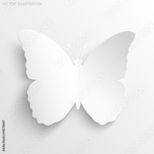 Canvas Print Beautiful paper butterfly on white background.