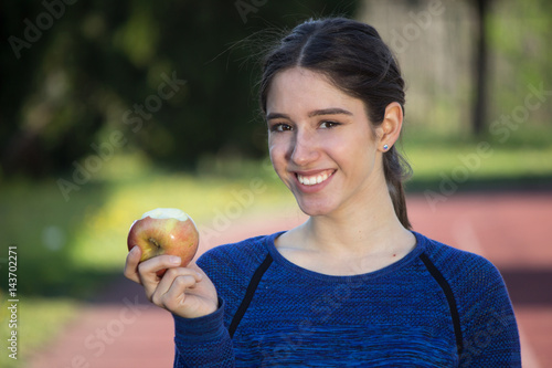 girl heatlhy lifestyle apple happiness photo