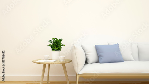 living room or cafe clean design - 3d rendering
