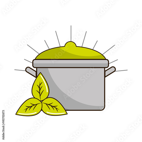 organ food with pot kitchen and leaves