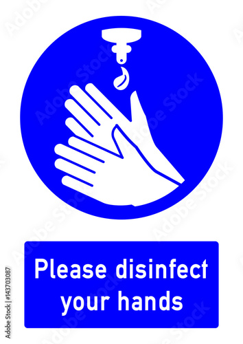 cshas511 CombiSignHealthAndSafety cshas - German / Gebotszeichen: Hände desinfizieren - english / safety - mandatory action sign: please disinfect your hands - use hand sanitizer - DIN A2 A3 - e5179 photo