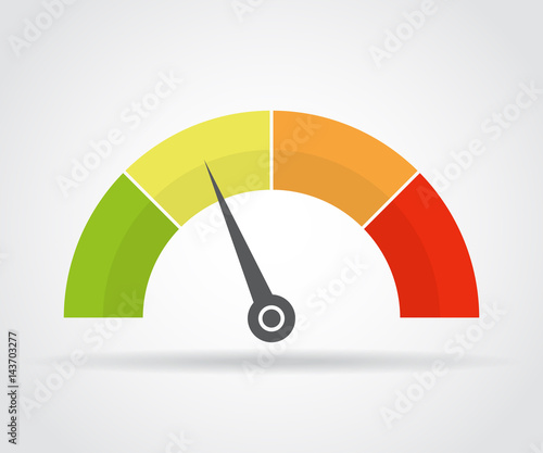Speedometer icon. Colorful infographic gauge element with shadow