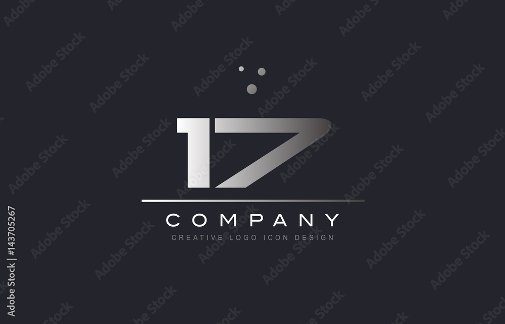 17 seventeen number silver grey metal logo icon deign vector 17 seventeen number silver grey metal logo icon deign vector