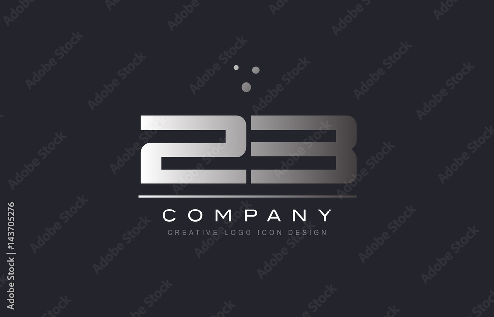 23 twenty three number silver grey metal logo icon deign vector 23 twenty three number silver grey metal logo icon deign vector