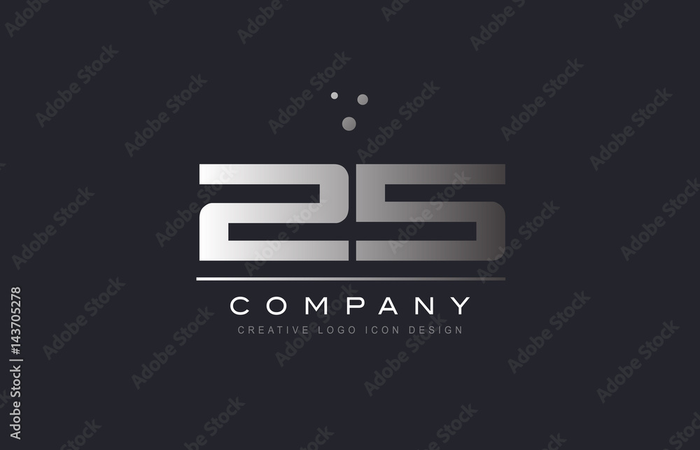25 twenty five number silver grey metal logo icon deign vector 25 twenty five number silver grey metal logo icon deign vector