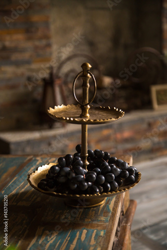 two tier stand with fruits