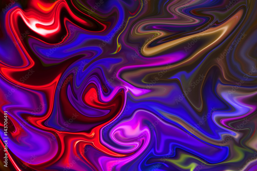 Obraz premium Digital blurred dark multicolor background with spread liquify flow for design