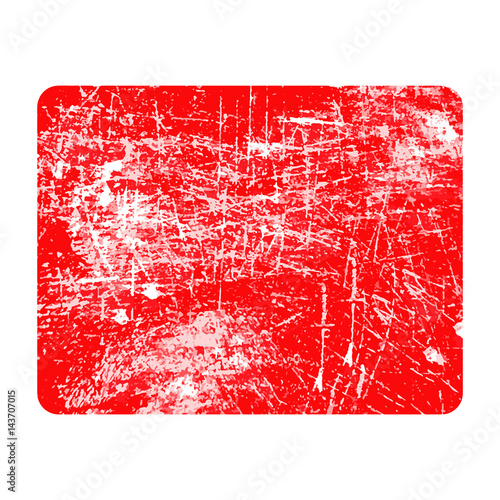 red rectangular grunge stamp with copyspace in the middle isolated on white background