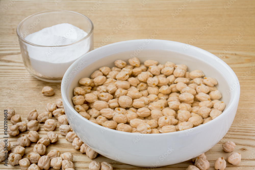 Chickpeas soaking in water