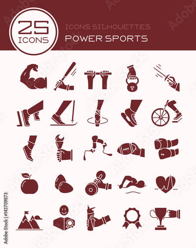 Icons silhouettes power sports
