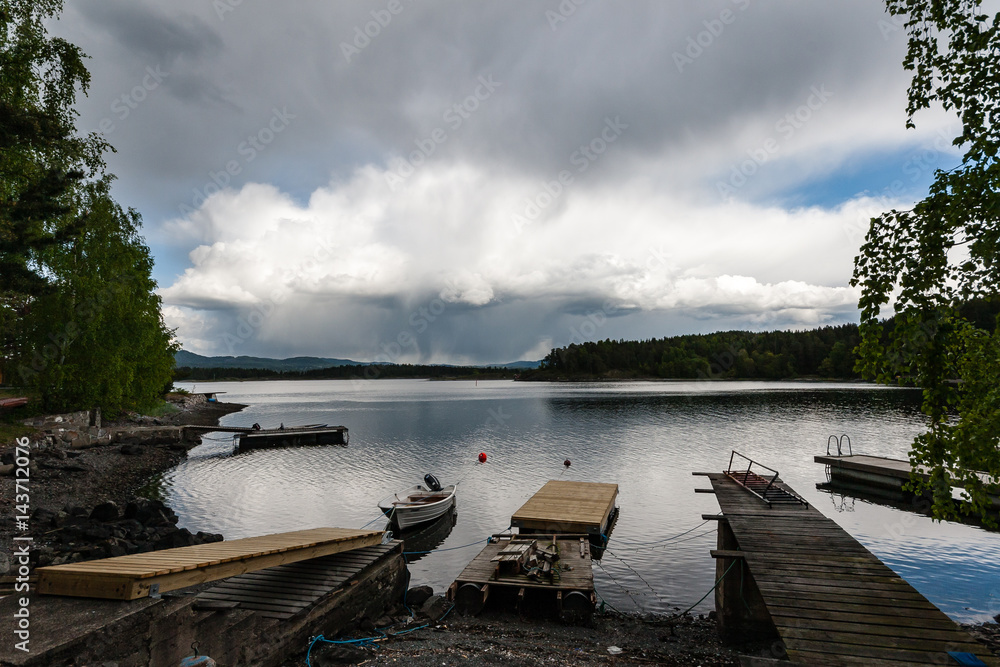Naklejka premium norway sea shore landscape view