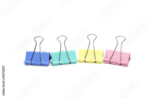 Multicolor Metal Paper Clip On A White Background 