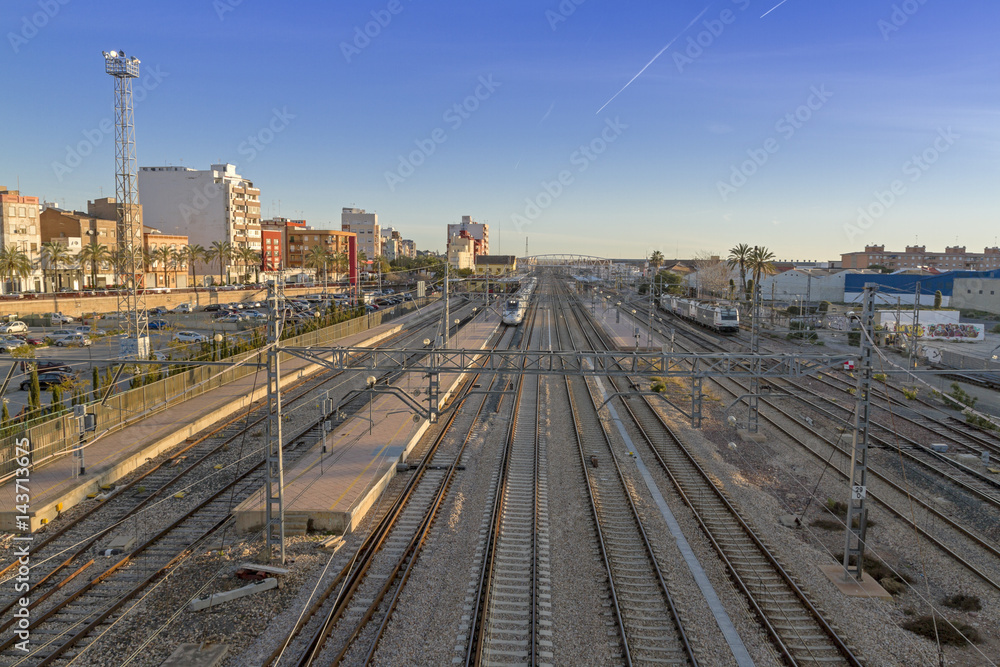 Railway tracks near the town of Sagunto.