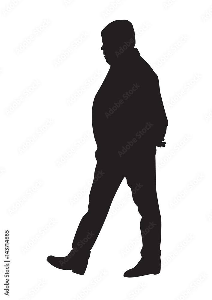 Silhouette of an old man fat walking vector Stock Vector | Adobe Stock