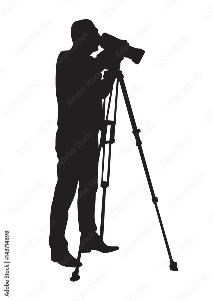 Silhouette of photographer for working vector.