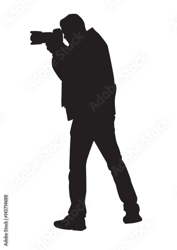 Silhouette of photographer for working vector.