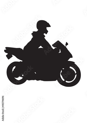 Silhouette of a girl on a motorcycle.vector