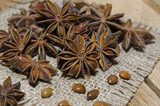 Close-up of anise on rustic background