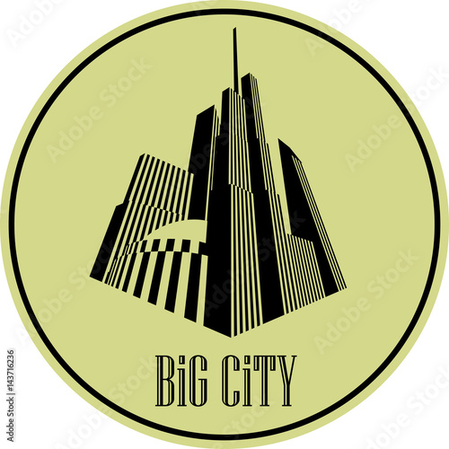 Urban architecture, high-rise buildings, vector icons