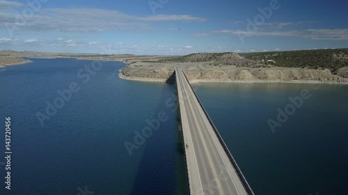 Wallpaper Mural Aerial lake bridge Starvation Reservoir vehicle traffic Utah pt 2. State Park year round recreation, fishing and boating. Freedom Bridge. Torontodigital.ca