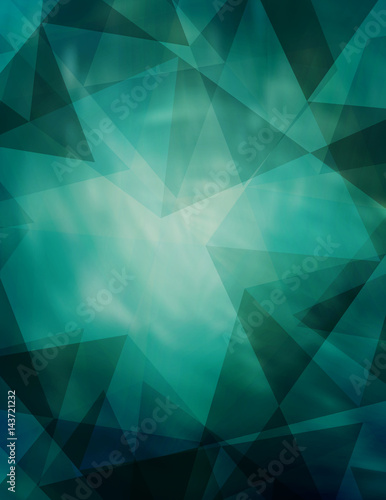 Abstract teal background with dark triangles. Vector graphic pattern