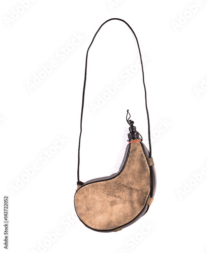 Leather water bottle.Wineskin