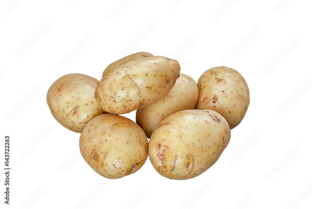 new potatoes ripe round group lying on a white background isolate new potatoes ripe round group lying on a white background isolate