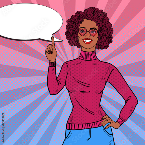 Pop Art Beautiful Woman with Afro Hairstyle. Disco Party. Vector illustration