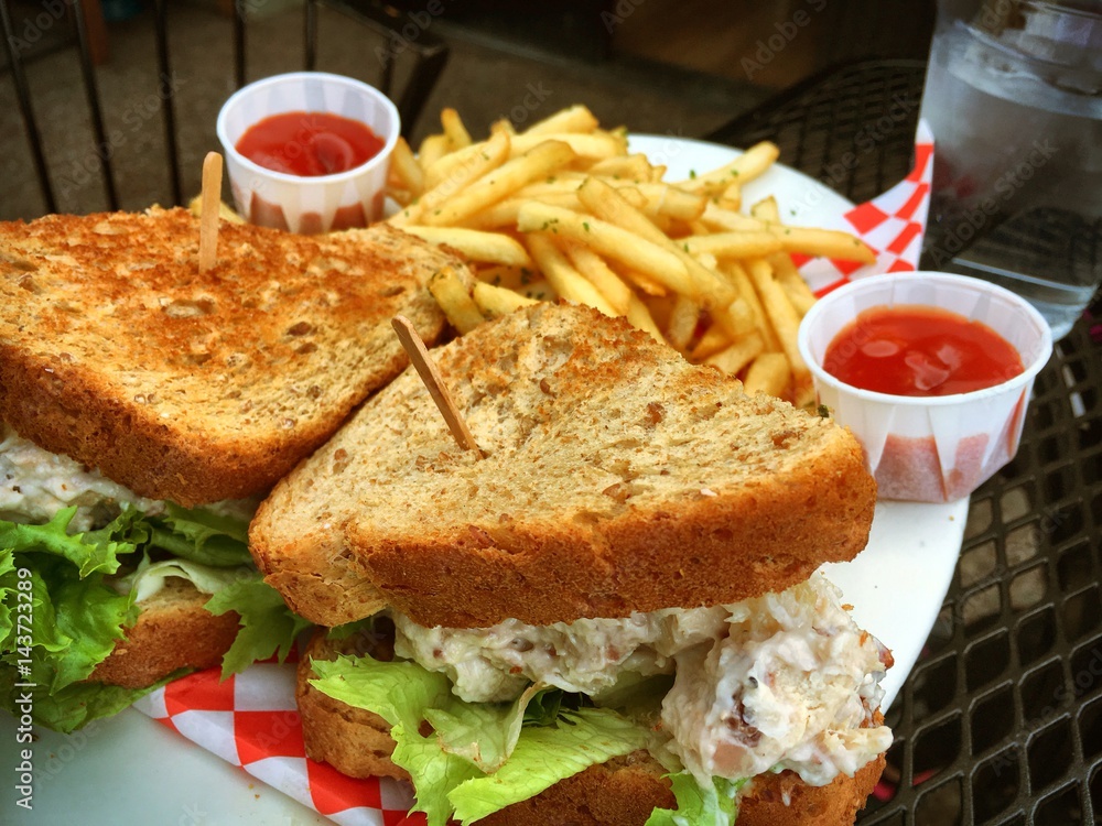Chicken salad sandwich at a deli Chicken salad sandwich at a deli