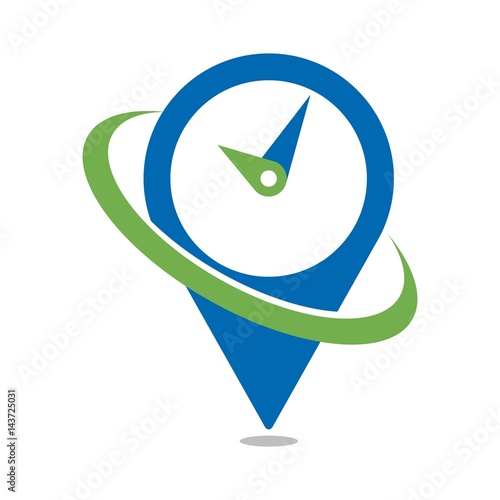clock logo vector. pin logo.