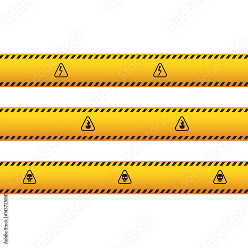 Police yellow tape icon vector illustration graphic design