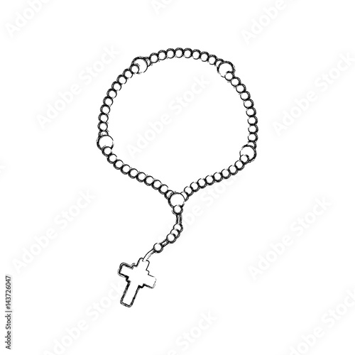 Rosary catholic faith icon vector illustration graphic design