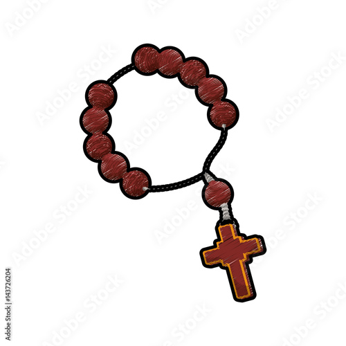 Rosary catholic faith icon vector illustration graphic design