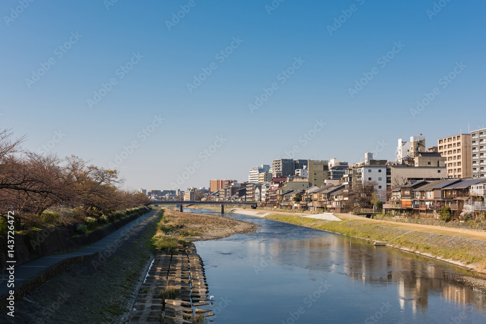 Kamo river view - Kyoto Japan - Matsubara brige