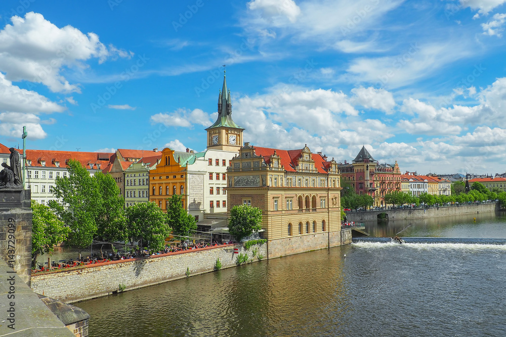 Prague cityscape from Charles Bridge on a sunny summer day. Prague cityscape from Charles Bridge on a sunny summer day.