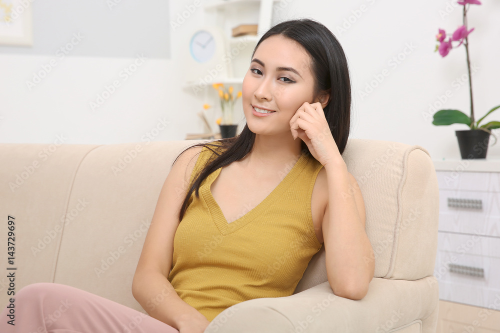 Portrait of beautiful Asian woman resting at home Portrait of beautiful Asian woman resting at home