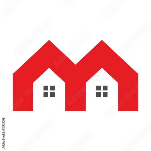 home and roof logo vector. letter M logo vector.
