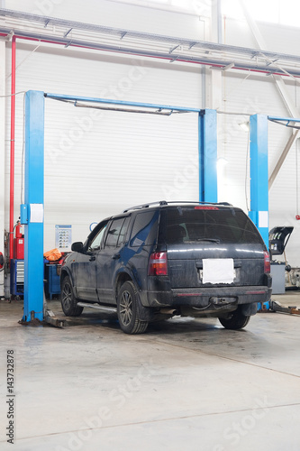 Stupino, Moscow region, Russia - April, 4, 2017: Car in a car repair station in Stupino, Russia